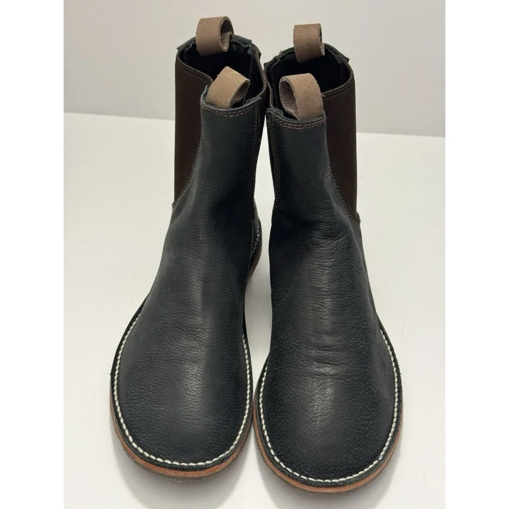 NWOB Davinci Men's Size 10 Navy Blue Leather Handmade Pull On Chelsea Boots